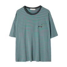 Load image into Gallery viewer, Sicilian men&#39;s summer small fresh short-sleeved men&#39;s tide brand trend loose five-point sleeve men&#39;s half-sleeved striped t-shirt
