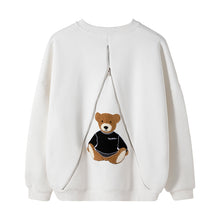 Load image into Gallery viewer, Sicilian men&#39;s new hedging long-sleeved design sense back zipper cute bear loose round neck white sweater
