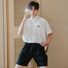 Load image into Gallery viewer, Sicilian men&#39;s summer short-sleeved white shirt male Korean version of the trend handsome loose five-point sleeve men&#39;s white shirt

