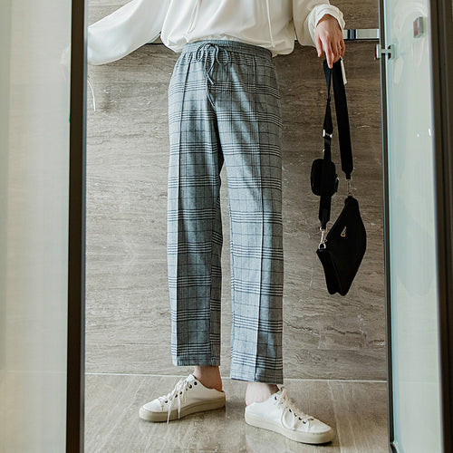 Sicilian men's autumn pants men's Korean version of the trend drape plaid trousers casual loose straight-leg suit pants