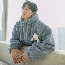 Load image into Gallery viewer, Sicilian men&#39;s winter new warm hooded jacket design sense bear doll particle velvet padded coat for men
