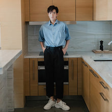 Load image into Gallery viewer, Sicilian men&#39;s summer thin short-sleeved denim shirt male Korean style trendy handsome loose boys half-sleeved shirt
