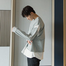 Load image into Gallery viewer, Sicilian men&#39;s autumn loose-fitting men&#39;s jacket Korean style stitching fake two-piece round neck sweater men&#39;s trend
