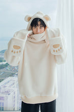 Load image into Gallery viewer, Sicilian men&#39;s winter lazy style cute bear ear tops men with cute scarf detachable hooded sweater
