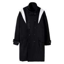 Load image into Gallery viewer, Sicilian men&#39;s winter Japanese style loose handsome jacket contrast color stand-up collar double-breasted mid-length woolen coat
