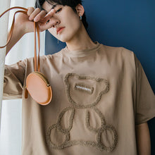 Load image into Gallery viewer, Sicilian men&#39;s bear short-sleeved t-shirt men&#39;s 2021 new flocking printed white t-shirt loose top 4575072036134 4575072036136 4575072036138 4575072036132
