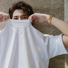 Load image into Gallery viewer, Sicilian Men&#39;s Summer Hong Kong Style Half Sleeve Tide Brand Trend Five-point Sleeve Loose Boys Hot Rhinestone White Short Sleeve T-shirt
