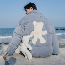 Load image into Gallery viewer, Sicilian men&#39;s winter new stand-up collar cotton-padded jacket design sense cute flocking bear padded bread jacket men
