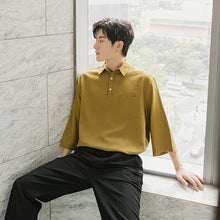 Load image into Gallery viewer, Sicilian men&#39;s summer three-quarter sleeve cotton and linen shirt men&#39;s Korean style trendy handsome loose men&#39;s short-sleeved shirt
