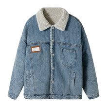 Load image into Gallery viewer, 【Take a 40% off straight down】Lamb velvet lapel padded jacket to keep warm, trendy and handsome men&#39;s denim jacket

