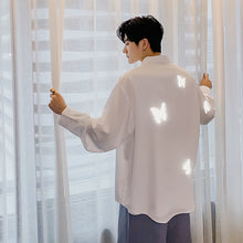 Load image into Gallery viewer, Sicilian Men&#39;s Reflective Printed White Shirt Men&#39;s Korean Trend Loose Men&#39;s Thin White Shirt Jacket
