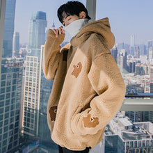 Load image into Gallery viewer, Sicilian men&#39;s winter new thick lamb wool hooded sweater fun flocking bear loose warm top
