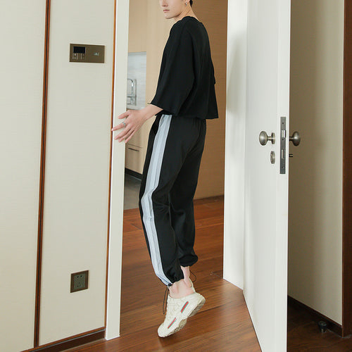 Sicilian men's spring casual sports pants men's Korean version of the trend of men's nine-point loose drawstring trousers men