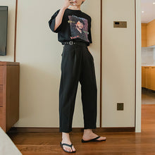 Load image into Gallery viewer, Sicilian men&#39;s thin casual pants men&#39;s Korean version of the trend of men&#39;s black nine-point loose straight-leg pants
