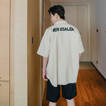 Load image into Gallery viewer, Sicilian men&#39;s thin canvas short-sleeved shirt men&#39;s Korean version of the trend loose boys half-sleeved printed shirt
