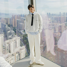 Load image into Gallery viewer, Sicilian men&#39;s Korean men&#39;s thin knit top loose letters white v-neck sweater men&#39;s trend
