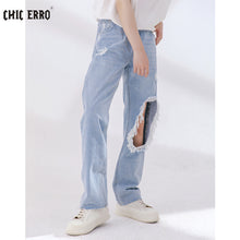 Load image into Gallery viewer, Sicilian men&#39;s 2021 new summer ripped jeans men&#39;s loose straight design sense niche casual pants
