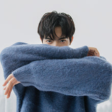 Load image into Gallery viewer, Sicilian men&#39;s autumn new round neck sweater pure color wild trend loose mohair pullover sweater men
