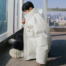 Load image into Gallery viewer, Sicilian Men&#39;s Corduroy Stand Collar Cotton Jacket Cute Bear Decoration Loose Thick Men&#39;s Jacket
