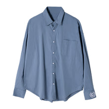Load image into Gallery viewer, Sicilian men&#39;s autumn thin long-sleeved shirt men&#39;s Korean version of the trend handsome loose men&#39;s blue shirt jacket
