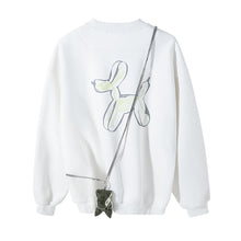 Load image into Gallery viewer, Sicilian men&#39;s white long-sleeved white long-sleeved back reflective accessories men&#39;s bag dinosaur loose trend casual sweater
