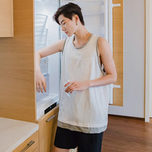 Load image into Gallery viewer, Sicilian men&#39;s slub cotton summer fake two-piece sleeveless t-shirt loose boys outer wear vest men&#39;s trend
