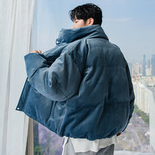 Load image into Gallery viewer, Sicilian men&#39;s and men&#39;s winter new stand-up collar cotton-padded clothes trend velvet bread clothes solid color warm thick coat
