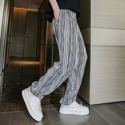 Sicilian men's striped pants 2021 new spring casual pants male Korean version of the trend loose wild wide-leg pants