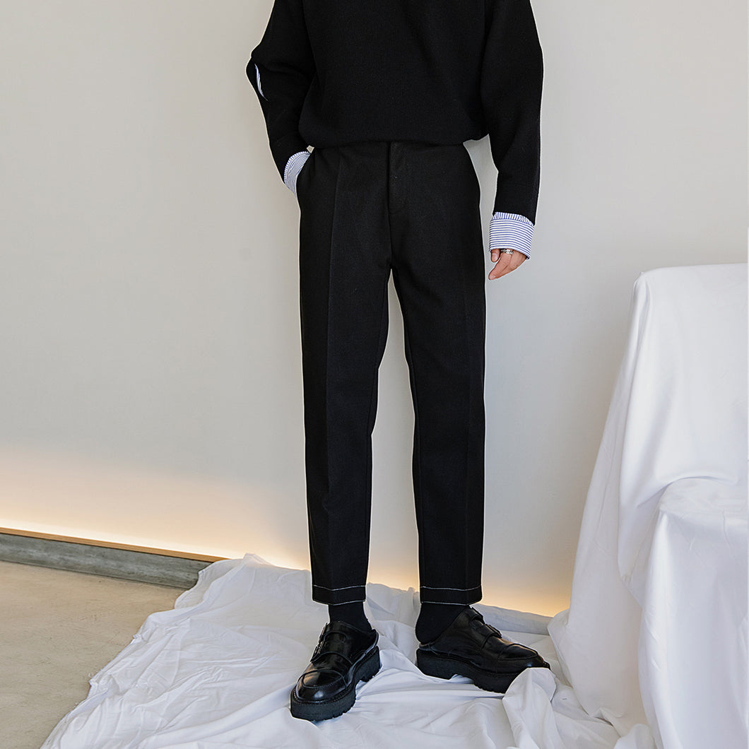 【Spot quick delivery】Spring loose straight trousers men Korean version of the trend of all-match men's black casual trousers men