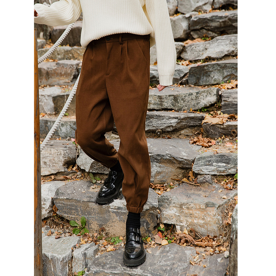 Sicilian men's woolen casual pants male Korean style trend loose spring and autumn handsome nine-point beam pants