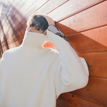 Load image into Gallery viewer, Sicilian men&#39;s men&#39;s bottoming shirt plaid stitching fake two-piece turtleneck sweater men&#39;s handsome trend
