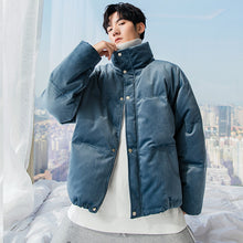 Load image into Gallery viewer, Sicilian men&#39;s and men&#39;s winter new stand-up collar cotton-padded clothes trend velvet bread clothes solid color warm thick coat
