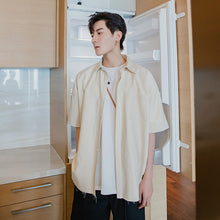 Load image into Gallery viewer, Sicilian men&#39;s thin canvas short-sleeved shirt men&#39;s Korean version of the trend loose boys half-sleeved printed shirt
