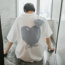 Load image into Gallery viewer, Sicilian men&#39;s loose short-sleeved t-shirt men&#39;s 2021 new ins tide brand love flocking round neck t-shirt 4749271214811 4749271214809 4749271214807 4749271214813
