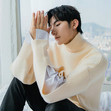 Load image into Gallery viewer, Sicilian men&#39;s winter new fake two-piece turtleneck sweater design sense of hole loose and handsome men&#39;s sweater
