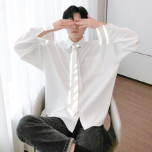 Load image into Gallery viewer, Sicilian men&#39;s shirt tie cuffs reflective handsome loose fashion shirt male Korean trend
