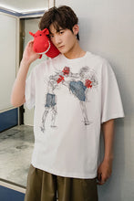Load image into Gallery viewer, Sicilian men&#39;s summer Korean men&#39;s short-sleeved men&#39;s tide brand trend half-sleeved loose white graffiti printed t-shirt
