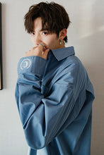 Load image into Gallery viewer, Sicilian men&#39;s autumn thin long-sleeved shirt men&#39;s Korean version of the trend handsome loose men&#39;s blue shirt jacket
