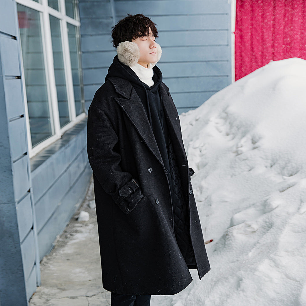 Sicilian men's clothing fast delivery ~ woolen coat trend men's casual black jacket men's autumn and winter