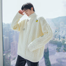 Load image into Gallery viewer, Sicilian Men&#39;s Men&#39;s New Turtleneck Sweater Twist Embroidery All-match Long Sleeve Top Loose Casual Knitwear
