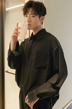Load image into Gallery viewer, Sicilian men&#39;s spring Korean black long-sleeved shirt men&#39;s Korean version of the trend of men&#39;s loose casual shirt jacket
