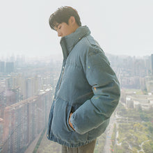 Load image into Gallery viewer, Sicilian men&#39;s autumn and winter cotton-padded jacket stand-up collar thickened warmth loose trend bread clothes handsome blue jacket men
