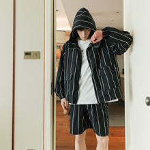 Load image into Gallery viewer, Sicilian men&#39;s summer thin striped hooded jacket shorts two-piece men&#39;s trendy sports suit men
