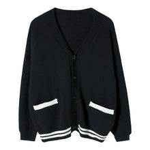 Load image into Gallery viewer, Sicilian men&#39;s autumn men&#39;s cardigan sweater v-neck striped loose college style sweater outer wear coat tide
