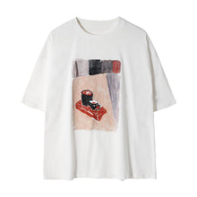 Load image into Gallery viewer, Sicilian men&#39;s summer Korean short-sleeved men&#39;s tide brand trend men&#39;s loose white five-point sleeve printed t-shirt

