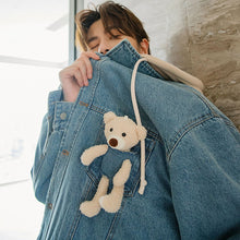 Load image into Gallery viewer, Sicilian men&#39;s spring and autumn vacation two-piece men&#39;s jacket Korean version of the trend cute bear doll loose denim jacket
