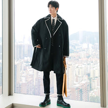 Load image into Gallery viewer, Sicilian men&#39;s black mid-length woolen coat loose Korean style trendy handsome men&#39;s versatile coat
