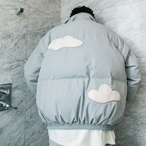 Sicilian men's winter new mid-high collar cotton coat cloud stitching warm bread coat loose handsome jacket male