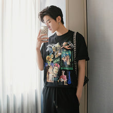 Load image into Gallery viewer, Sicilian men&#39;s summer printing short-sleeved men&#39;s tide brand trend five-point sleeve loose men&#39;s half-sleeved white t-shirt
