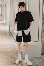 Load image into Gallery viewer, Sicilian men&#39;s clothing Hong Kong style half-sleeved men&#39;s tide brand trend loose men&#39;s stitching fake two black short-sleeved t-shirts
